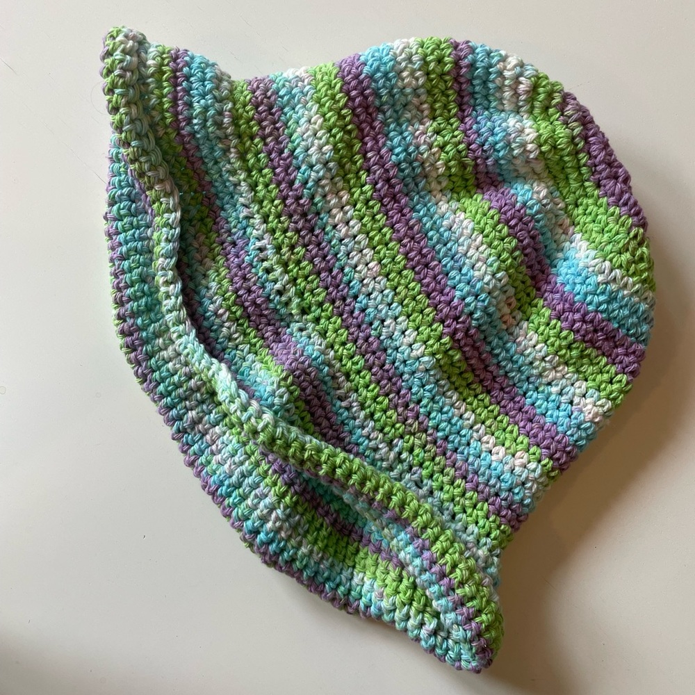 Crochet Striped Bucket Hat Handmade